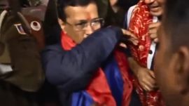 Former Delhi Chief Minister during the attack.