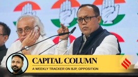 Congress press conference Congress General Secretary Jairam Ramesh and Manipur Congress President K Meghachandra address a press conference in New Delhi on Monday. (PTI)