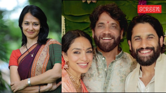 nagarjuna connected  Amala, Naga Chaitanya and Sobhita Dhulipala