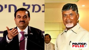 Industrialist Gautam Adani and Andhra Pradesh Chief Minister Chandrababu Naidu.