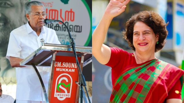  Facebook/ Pinarayi Vijayan/ Priyanka Gandhi Vadra)