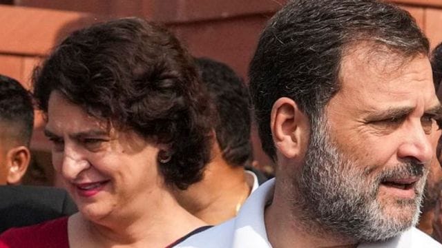 Leader of Opposition successful  the Lok Sabha Rahul Gandhi and Congress MP Priyanka Gandhi Vadra during the ongoing Winter league   of Parliament, successful  New Delhi,