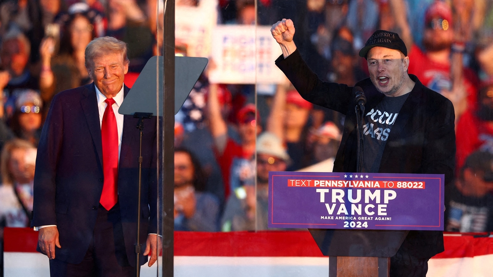 US President-elect Donald Trump and Tesla CEO Elon Musk at a campaign rally. (Reuters file)