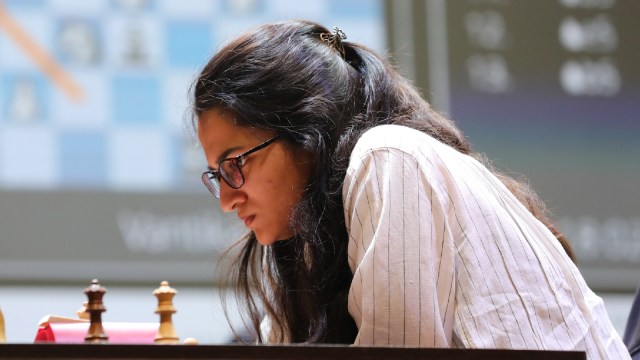 Vantika Agrawal at the recent Tata Steel Chess India tournament in Kolkata. (Express photo by Partha Paul)