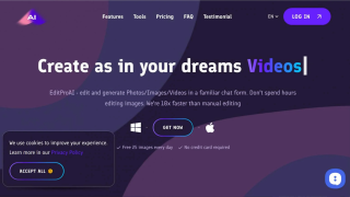 Hackers even created a legitimate looking EditPro AI website with a cookie banner at the bottom. (Image Source: Bleeping Computer)