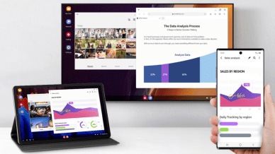 Samsung DeX offers a desktop like experience on mobile devices.