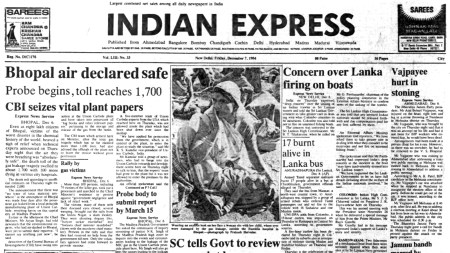 Bhopal gas tragedy, 1984 Bhopal gas tragedy, Bhopal gas tragedy victims, Indian Trawler Sinks, Vajpayee Attacked, PM On Foreign Forces, editorial, Indian express, opinion news, indian express editorial