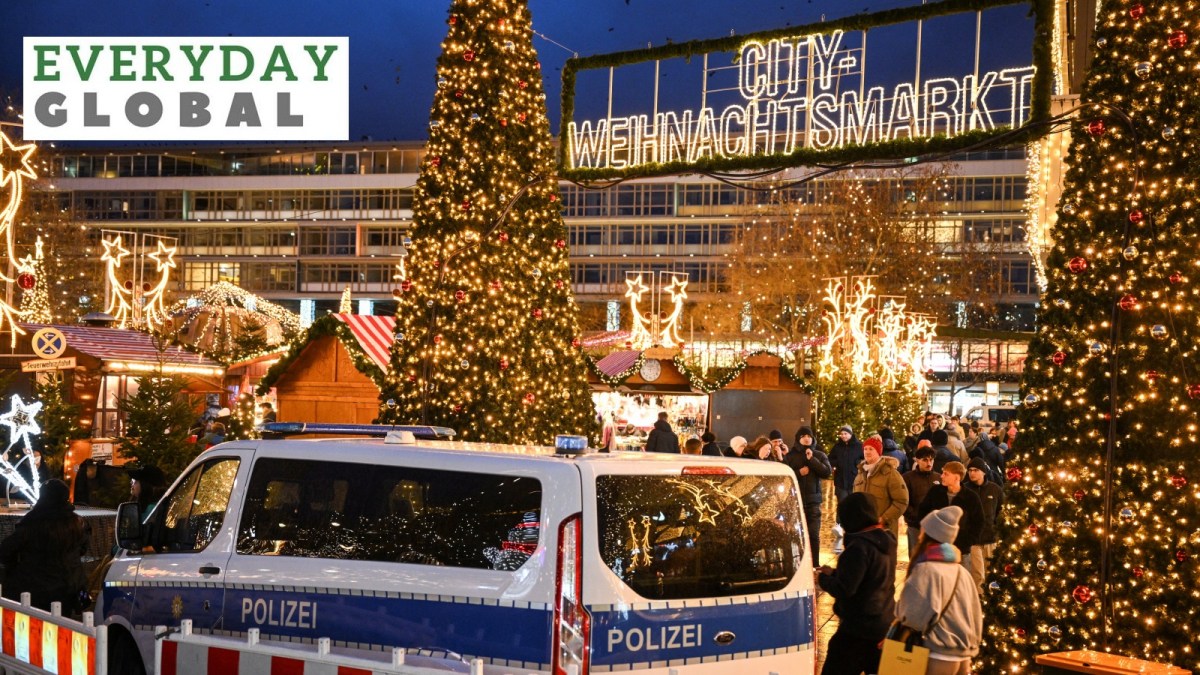 A police car secures an entrance of the Christmas market on the Breitscheidplatz, after a car rammed into a crowd of people at the Magdeburg Christmas market, in Berlin, Germany December 21, 2024.