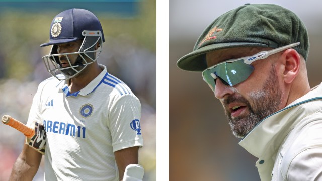 R Ashwin retires: Nathan Lyon (RIGHT) paid rich tribute to Indian spinner Ravichandran Ashwin (LEFT). (PHOTOS: AP)