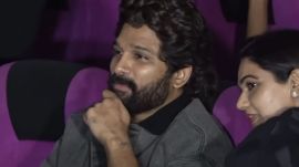 Allu Arjun during the premiere show of his film 'Pushpa 2', in Hyderabad,