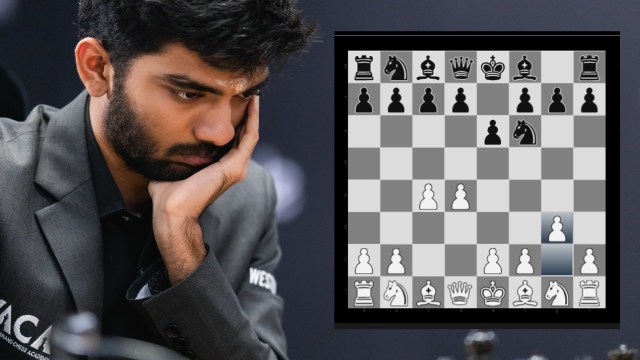 The Catalan Opening in chess (INSET) which. Gukesh used against Ding Liren in Game 9 of the World Chess Championship. (Courtesy: FIDE/Eng Chin An)