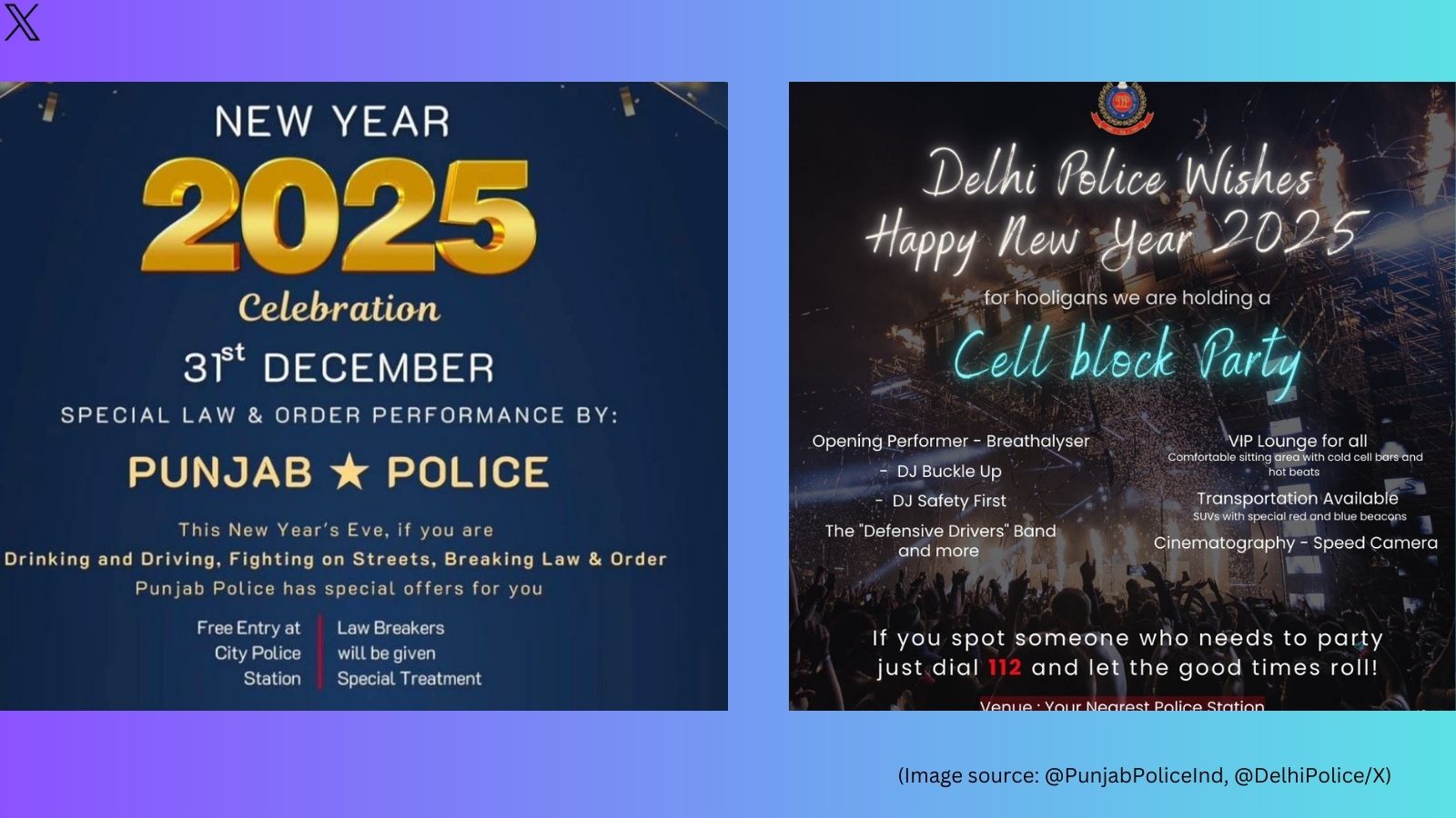 Anand Mahindra hails police forces for New Year 2025 wishes (Image source: @PunjabPoliceInd, @DelhiPolice/X)