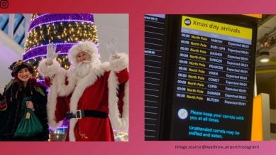 For children, Santa Claus is more than just a jolly old man in a red suit (Image source: @heathrow_airport/Instagram)
