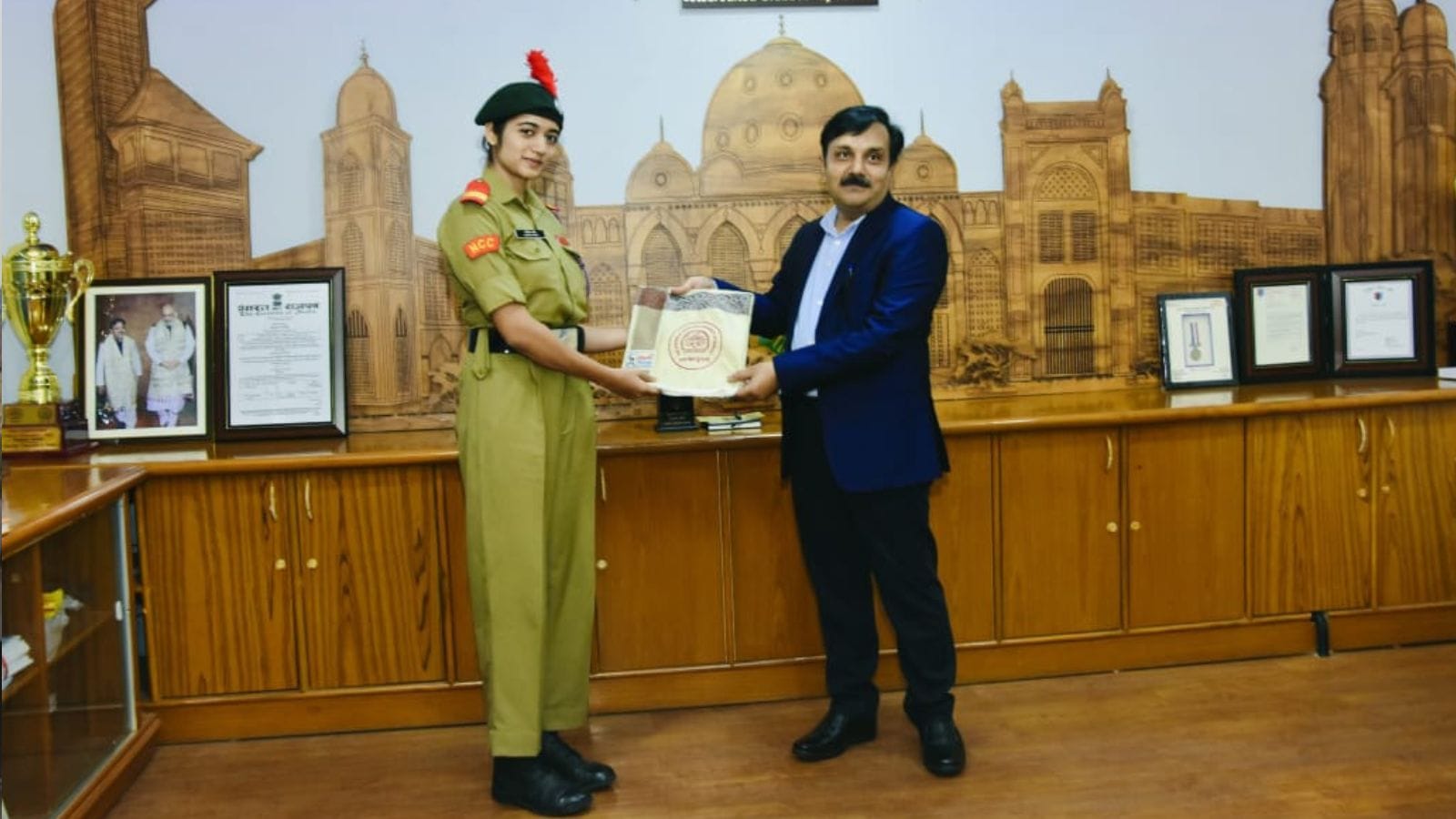 Yashika cleared the competitive Air Force Common Admission Test (AFCAT) and was recommended by the 3 Air Force Selection Board (AFSB), Gandhinagar, a statement from the MSU said on Thursday. (Express Photo)