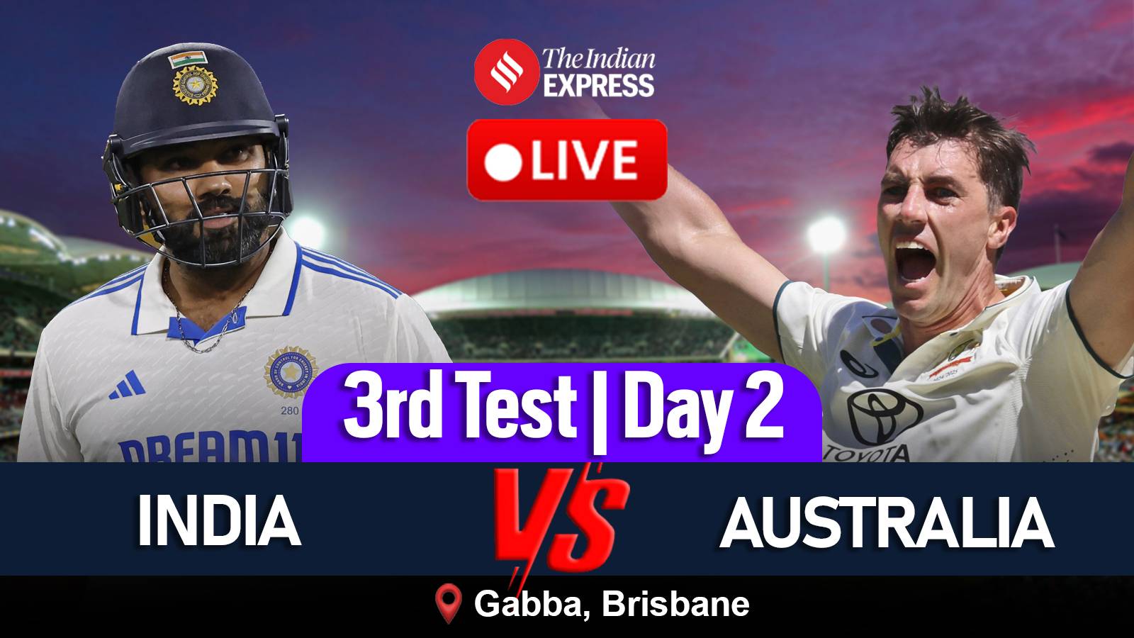 IND vs AUS 3rd Test Day 2 Live Cricket Score, India vs Australia Match