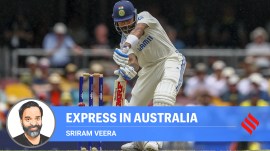 India's Virat Kohli bats during play on day three of the third cricket test between India and Australia at the Gabba in Brisbane, Australia, Monday, Dec. 16, 2024. (AP Photo)