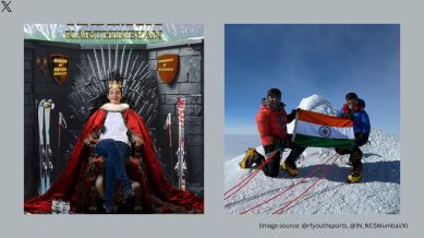 Kaamya Karthikeyan reached the summit of Mount Vincent in Antarctica on December 24 with her father (Image source: @rfyouthsports, @IN_NCSMumbai/X)