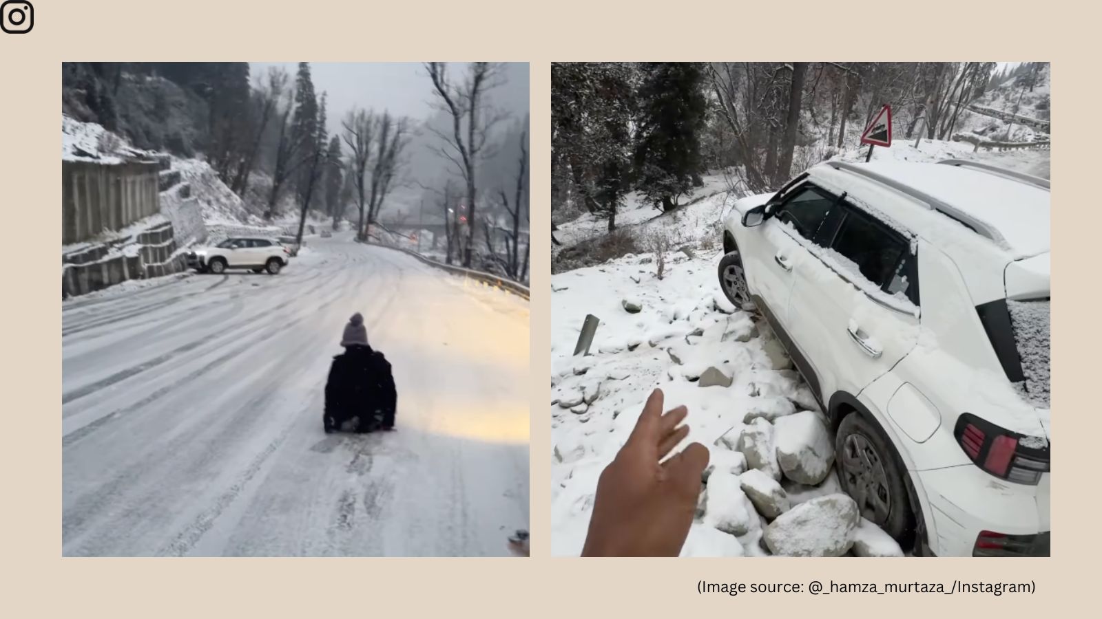 Snow causes Manali car accidents; video goes viral.