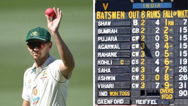 Border-Gavaskar Trophy: Josh Hazlewood and Australia demolished India in their last pink-ball Test in Adelaide in 2020. (AP)