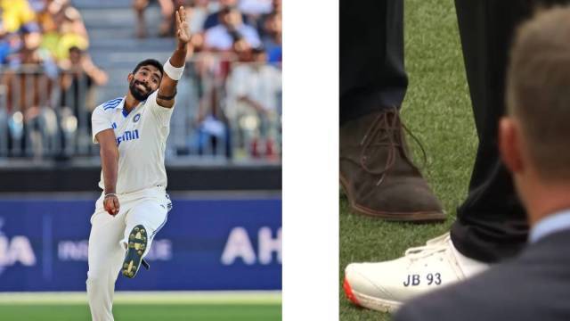 Jasprit Bumrah's white keds - laced and velcroed both - had the initials JB93 inscribed on their sides in black in Adelaide on Friday. (AP/Instagram)