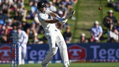 Walking in at No. 10 in his farewell Test, Southee equalled West Indies legend Chris Gayle's tally of 98 sixes with his third maximum during a 10-ball 23 cameo . (AP)