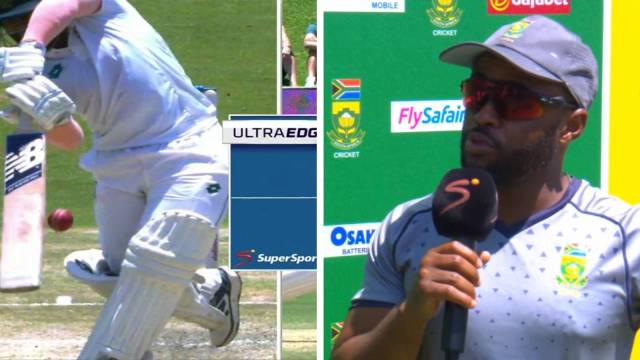 Temba Bavuma only realised his brain fade dismissal after South Africa's win in a nervy chase. (JioCinema Screengrabs)