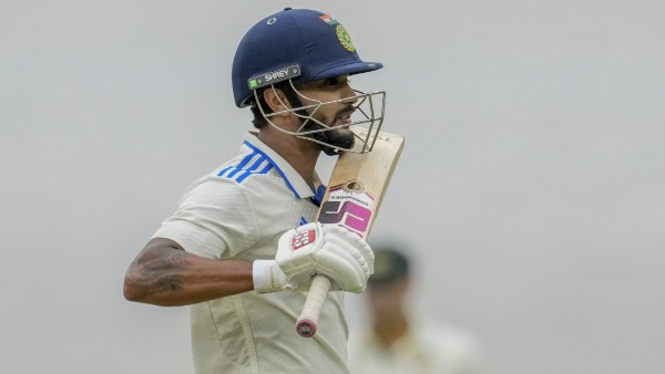 India's Nitish Kumar Reddy celebrates his fifty runs during play on the third day of the fourth cricket test between Australia and India at the Melbourne Cricket Ground, Melbourne, Australia. (AP)