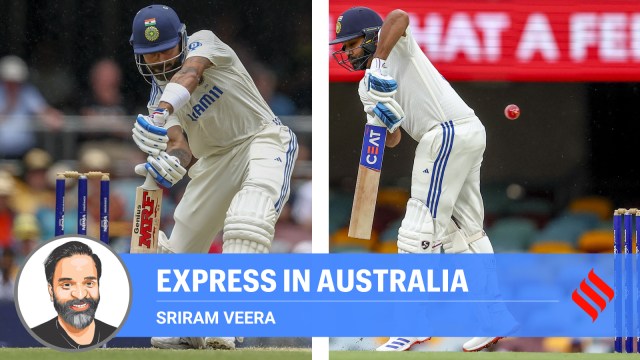 Virat Kohli bats during play on Day 3 of the third Test at the Gabba in Brisbane; India captain Rohit Sharma bats during play on Day 3. (PHOTOS: AP)