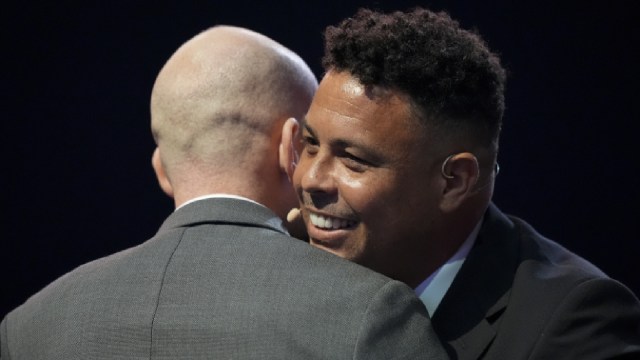 Brazilian football legend Ronaldo during the draw for the 2025 FIFA Club World Cup football tournament in Miami. (AP Photo)