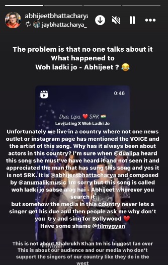 Abhijeet Bhattacharya's Instagram Story