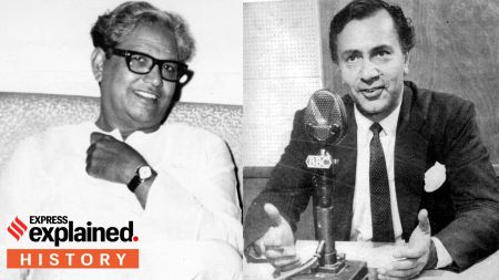 Poet and lyricist Majrooh Sultanpuri (left) and actor Balraj Sahni.