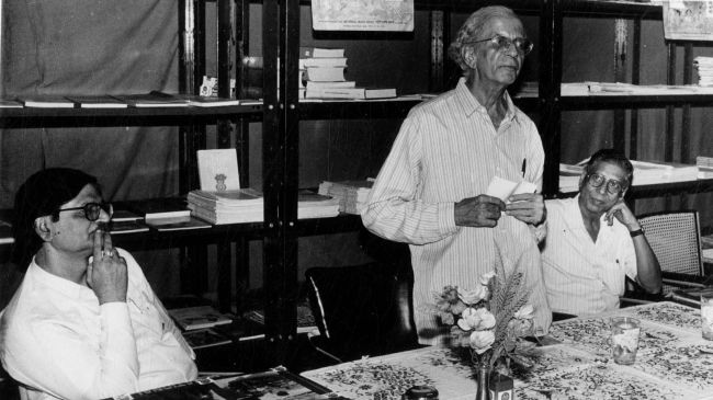 Nissim Ezekiel, eminent poet and critic speaking on the occasion of the inauguration of a book exhibition organised by the publications Division in 1992.