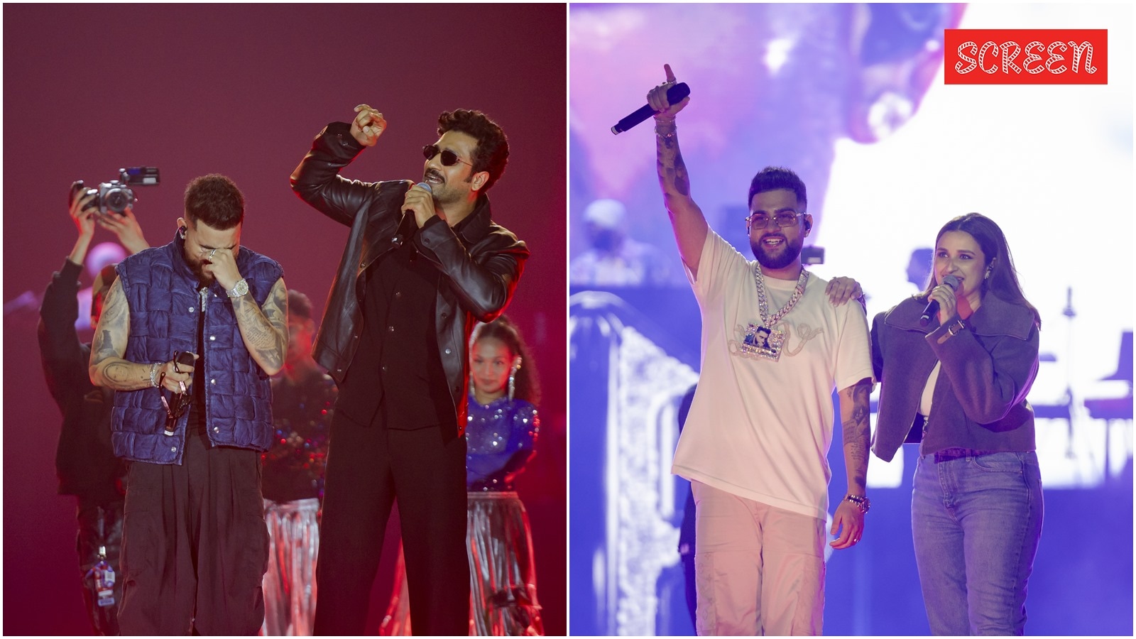 Vicky Kaushal makes Karan Aujla emotional at Mumbai concert, Parineeti Chopra performs Pehle Lalkare Naa with singer. See videos