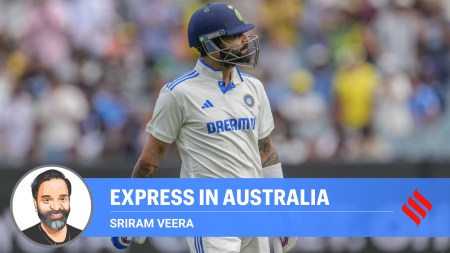 India's Virat Kohli walks off the field after losing his wicket during play on the second day of the fourth cricket test between Australia and India at the Melbourne Cricket Ground, Melbourne, Australia, Friday, Dec. 27, 2024. (AP Photo)