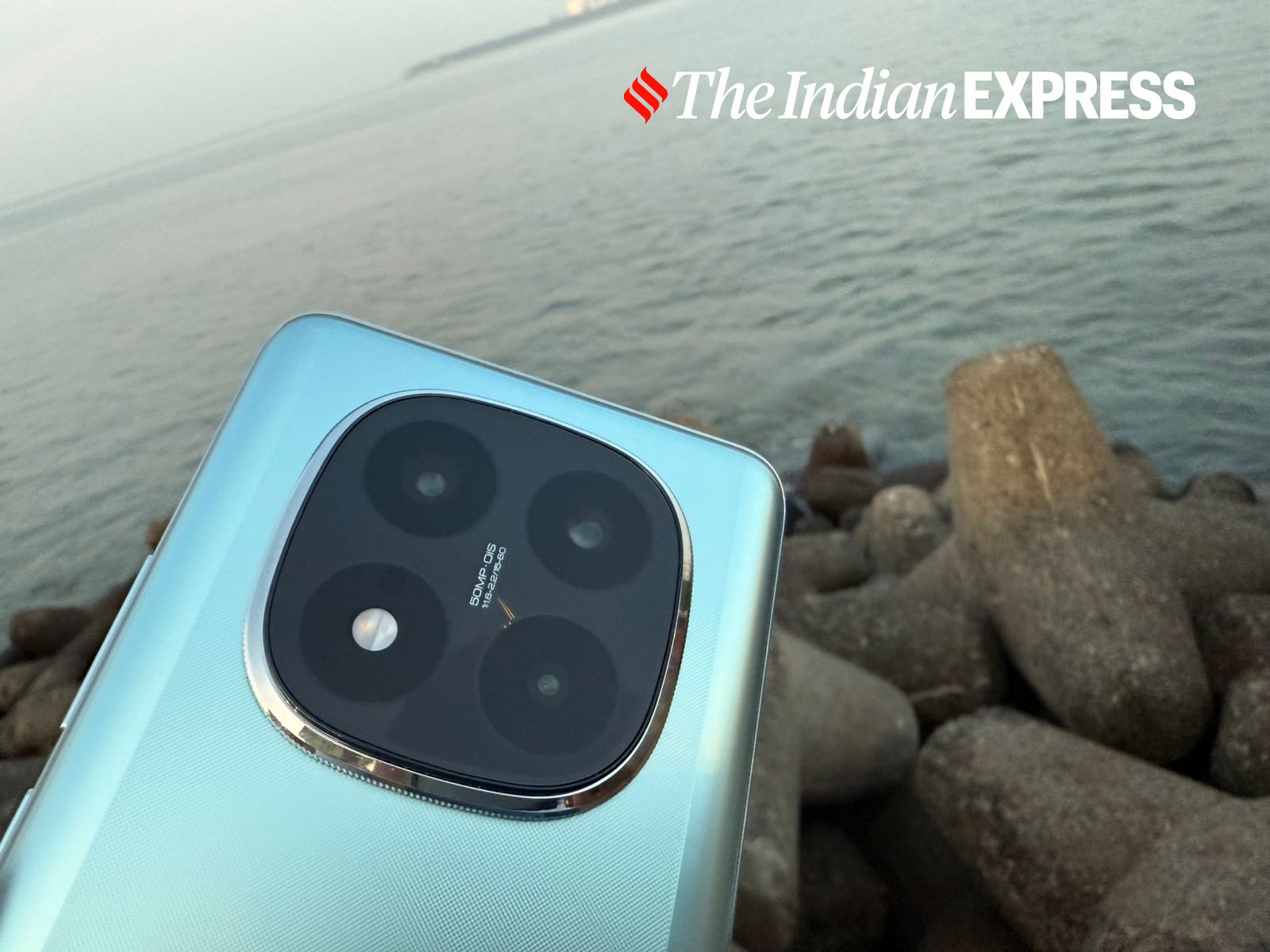 A closer look at the 50MP triple-camera setup of the Redmi Note 14 Pro+ 5G, highlighting its sleek aesthetics and advanced imaging capabilities. (Image: Nandagopal Rajan/The Indian Express)
