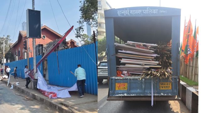 BMC removes political banners after Maharashtra CM swearing in