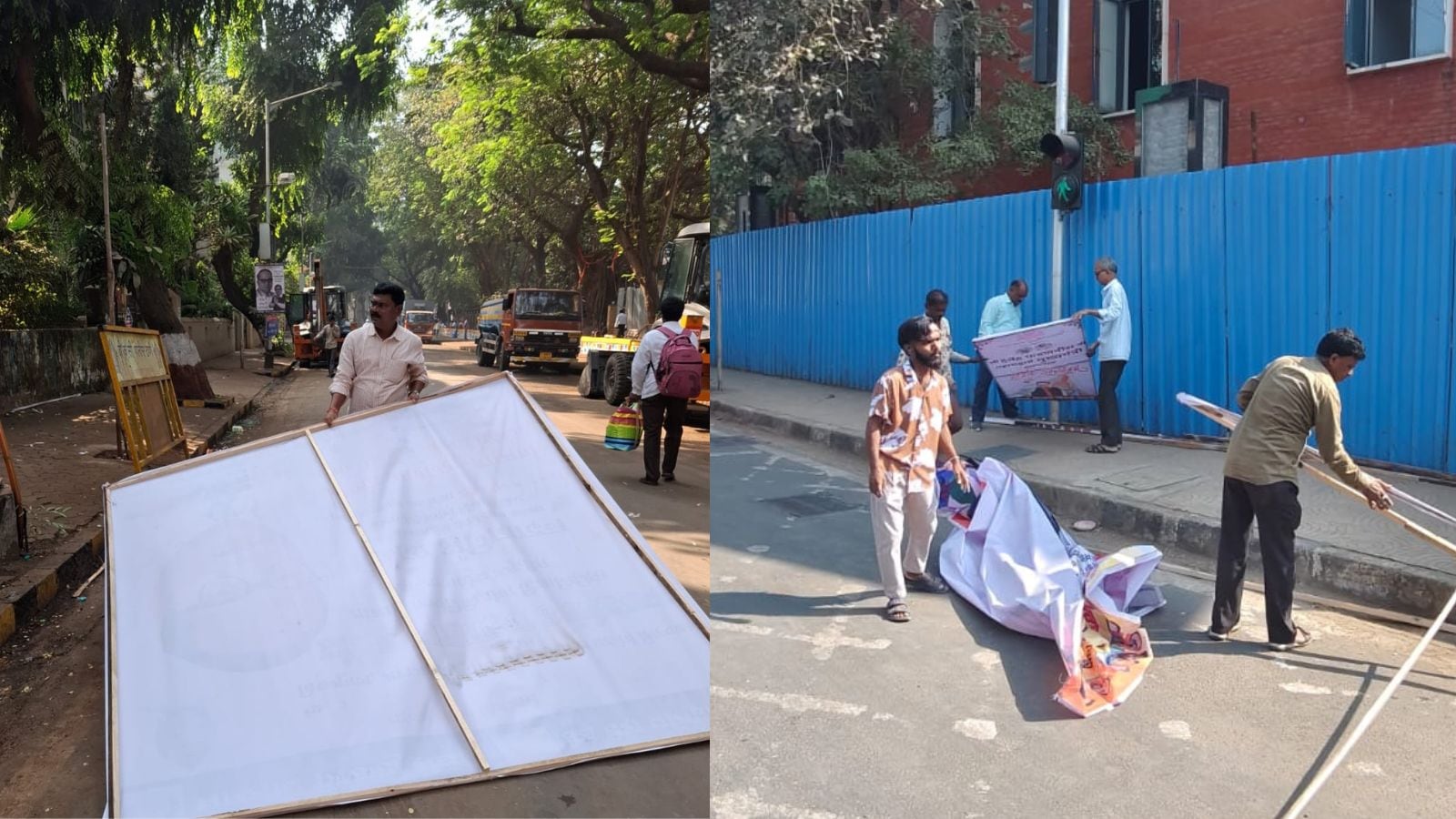 BMC removes political banners after Maharashtra CM swearing in