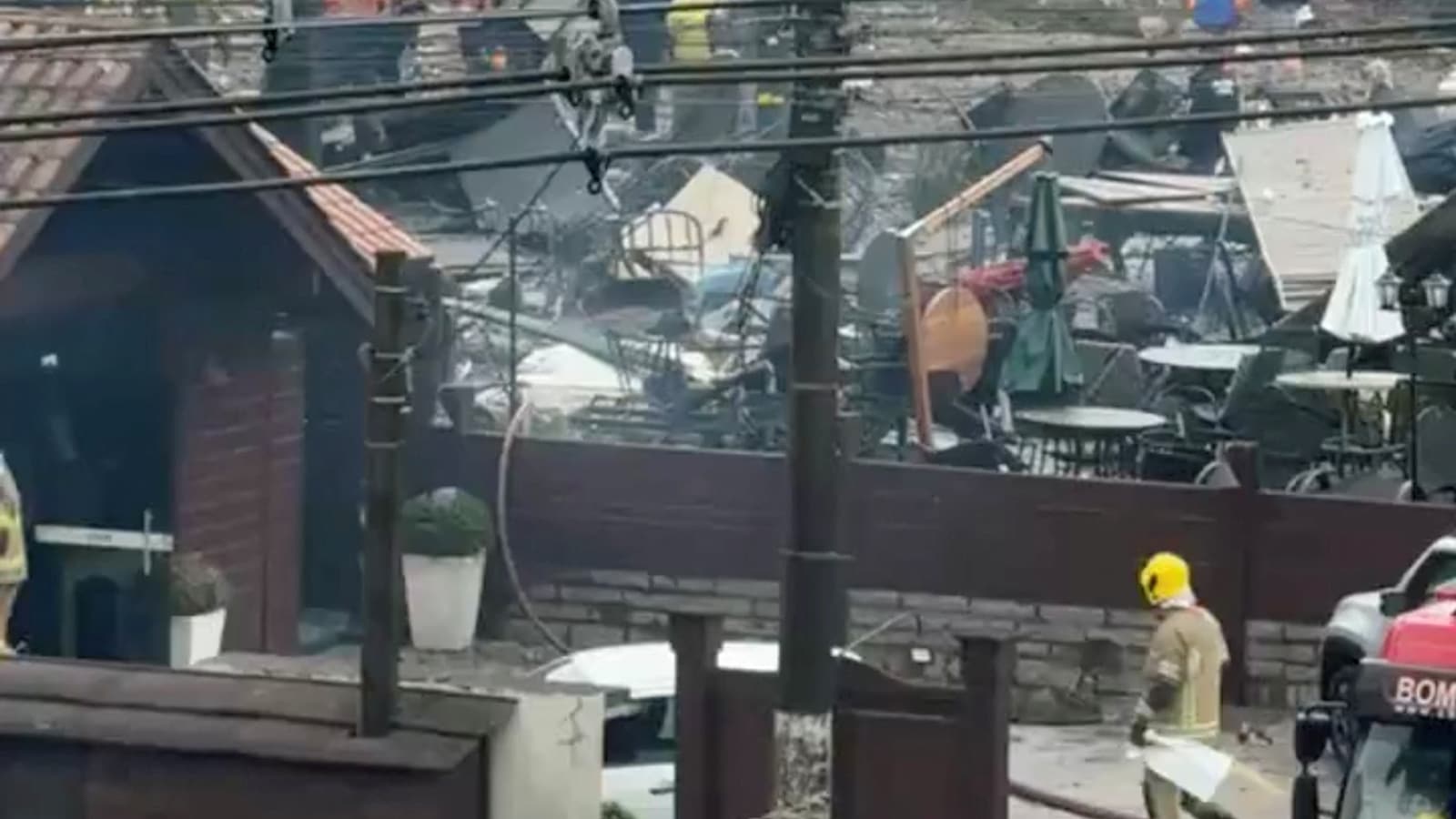 Brazil Plane Crash: Firefighters work at the scene of damaged buildings, following a deadly small-plane crash, in the centre of Gramado, Rio Grande do Sul, Brazil. (Reuters)