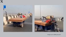 E-rickshaw driver's 'Superman' stunt