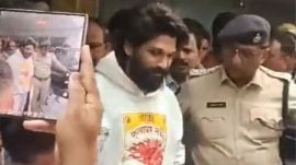 On Friday, officials from the Hyderabad Police Commissioner’s Task Force and the Chikkadpally police station arrived at Arjun’s house and took him into custody. (X/TV9Telugu)