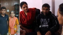 Ghaziabad ‘Monu’ with Asha Sharma in Dehradun (left) and ‘Bhim’ with his family in Ghaziabad. (Express)