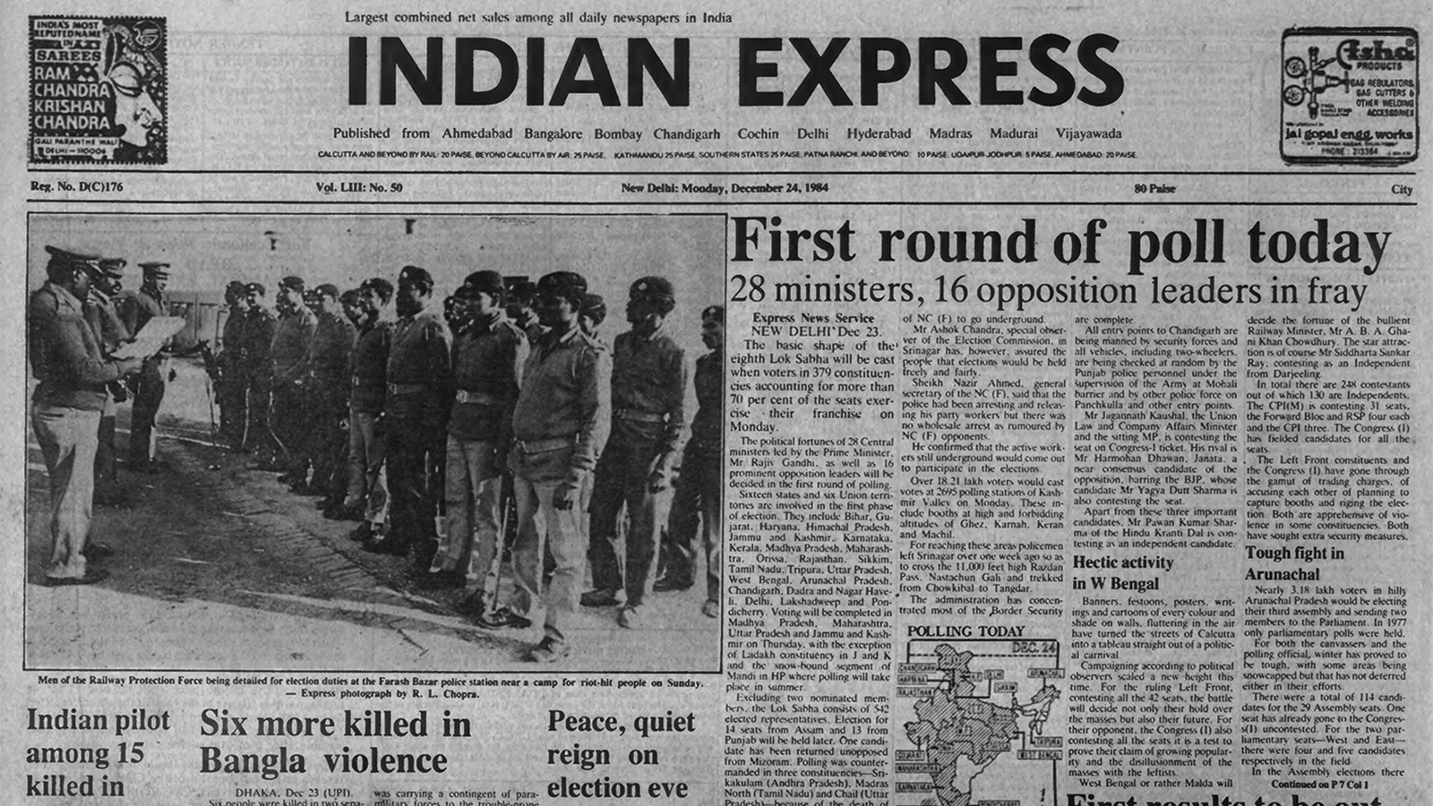 December 24, 1984, Forty Years Ago: LS polls start December 24, 1984, Forty Years Ago: LS polls start