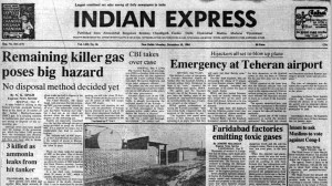 This is the front page of The Indian Express published on December 10, 1984.