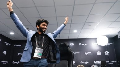 D Gukesh after winning the World Chess Championship (Image source: @Dev_Fadnavis/X)