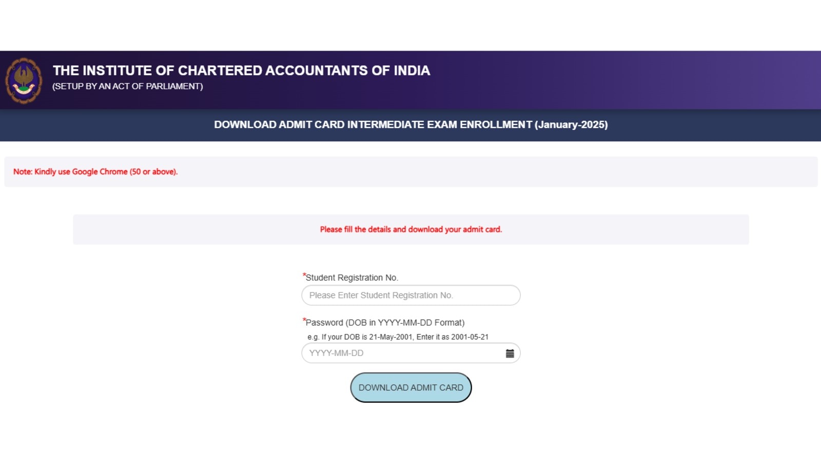 ICAI January 2025 CA Foundation and CA Inter Admit Card 2025 Released