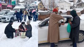 Several hundred tourists, who were returning from the Sonamarg tourist destination in Kashmir were stranded between Gagangir and Gund villages in Kagan.
