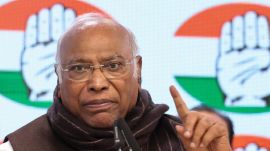 Congress President Mallikarjun Kharge addresses a press conference, at AICC Headquarter in New Delhi
