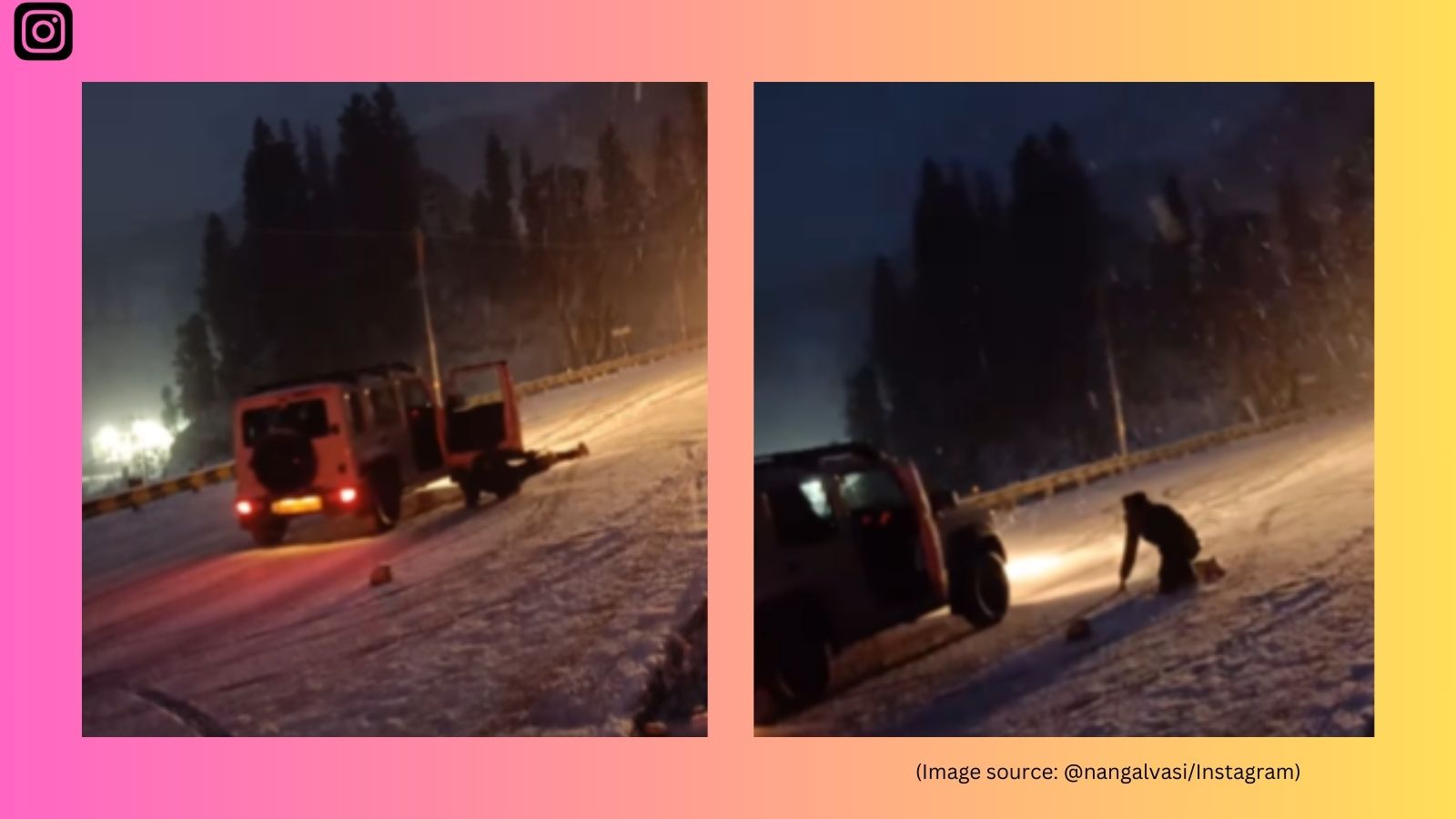 Driver’s split-second decision saves him as cars struggle on icy roads ...