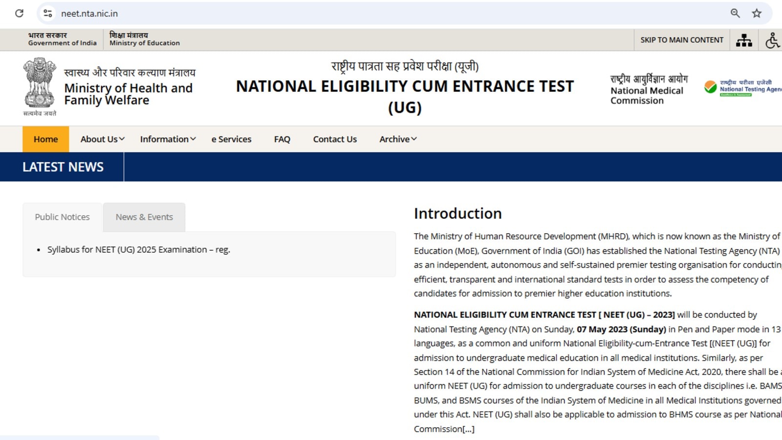 NEET UG 2025 syllabus released at neet.nta.nic.in Education News