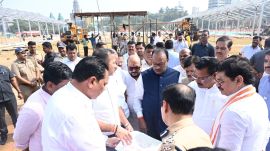 All three parties Shiv Sena, BJP, NCP leaders in a huddle together planning swearing-in event at Azad Maidan today.
